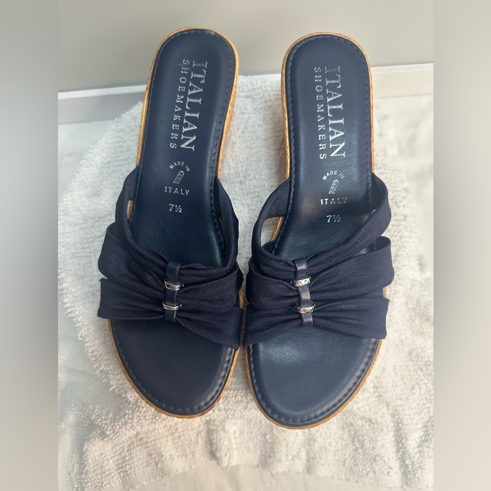Italian shoemakers women’s navy wedge size 7.5